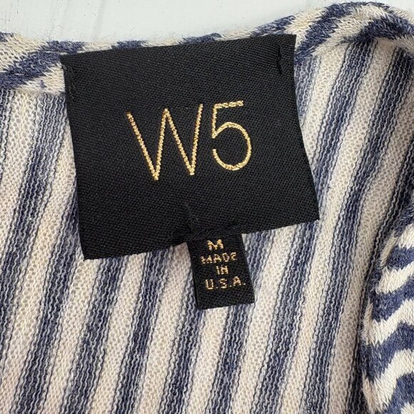 W5 Anthropologie Striped Sleeveless Tank Top  Size M Blue White Polyester Rayon - Picture 2 of 5